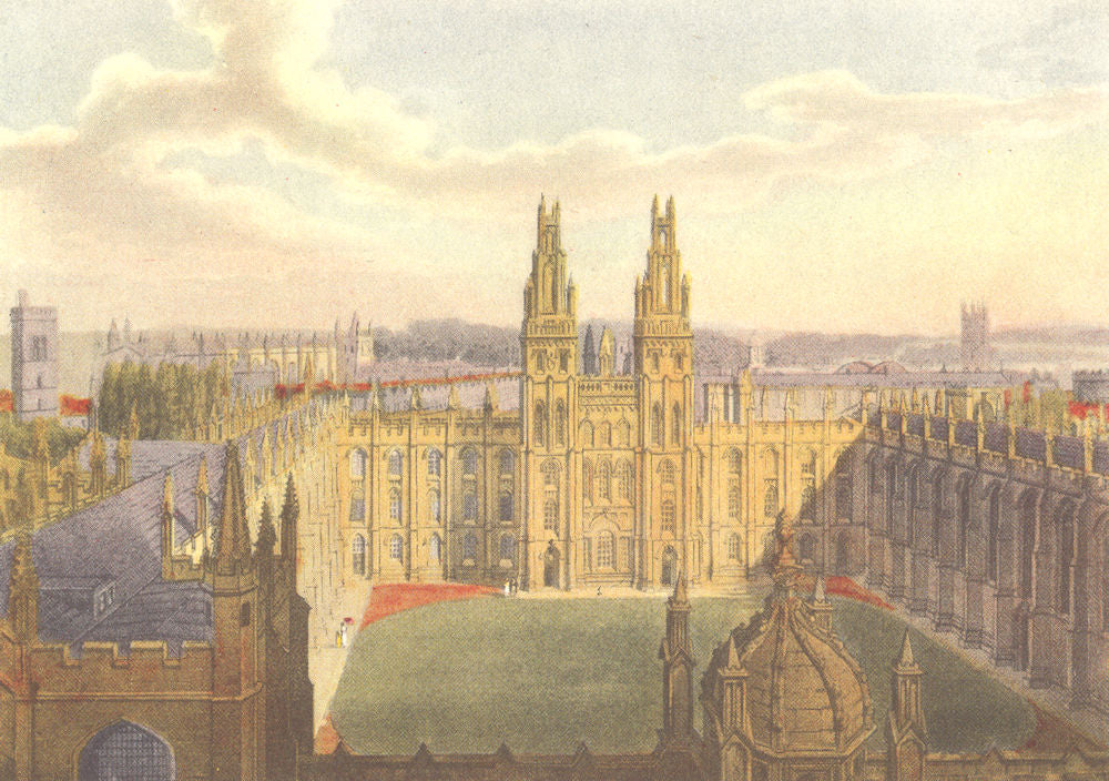 OXFORD. All Souls College 1954 old vintage print picture